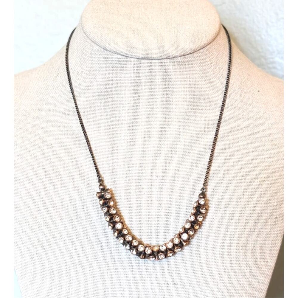 NWT Fossil Tubular Crystal Bronze Necklace